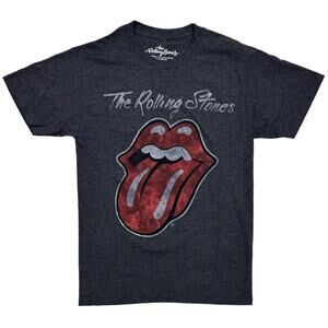 The Rolling Stones Men's T-Shirt Distressed Tongue Print Genuine Merch Tee
